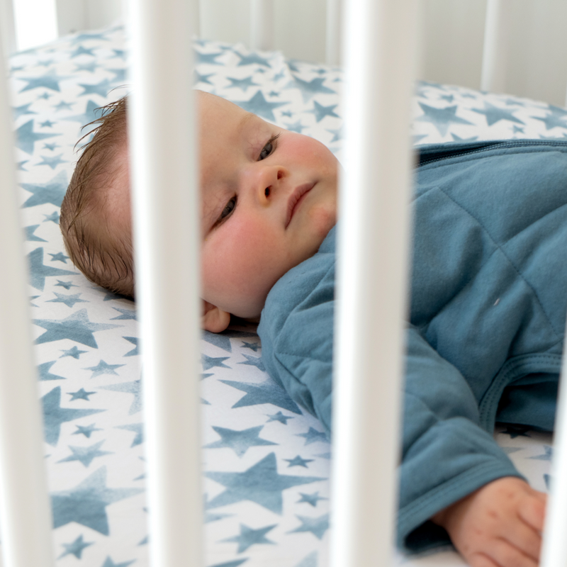 Bamboo Fitted Crib Sheets - Blue Stars