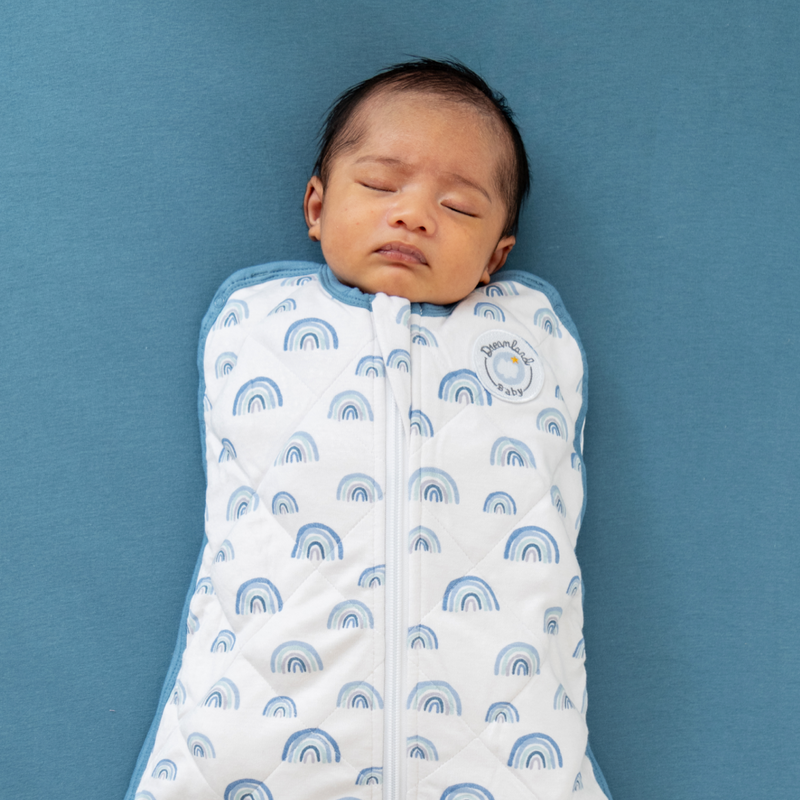 Bamboo Weighted Swaddle, 0-6 months - Rainbow Pink & Blue