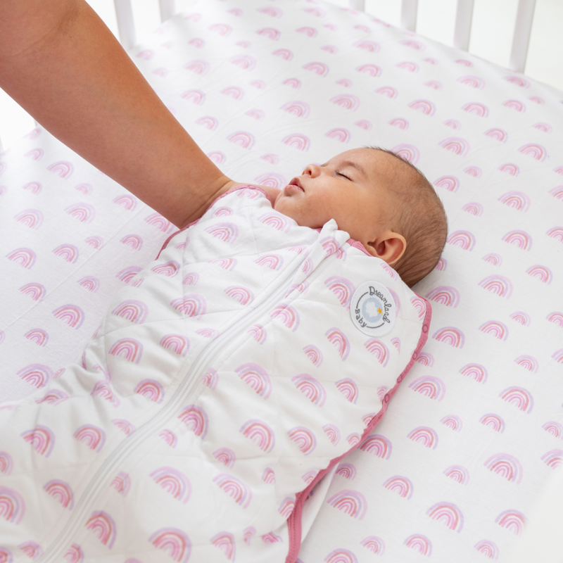 Bamboo Weighted Swaddle, 0-6 months - Rainbow Pink & Blue