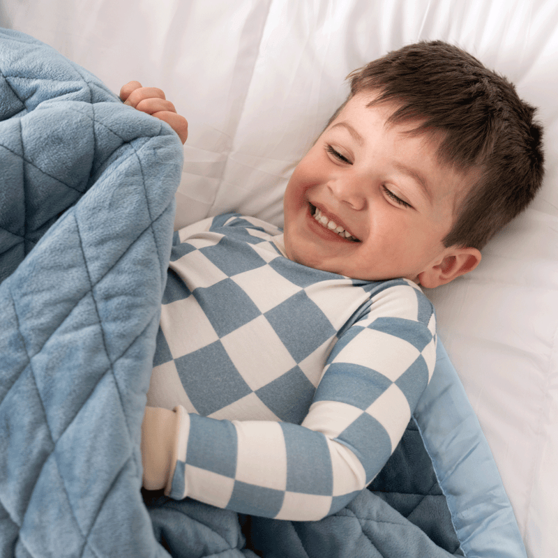 Baby Bamboo Pajamas w/ DreamCuffs® - Blueberry Checkerboard