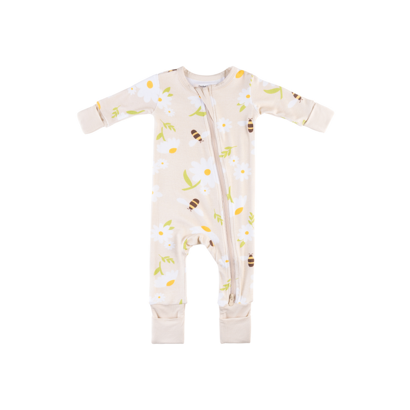 Baby Bamboo Pajamas w/ DreamCuffs® - Honey Bees