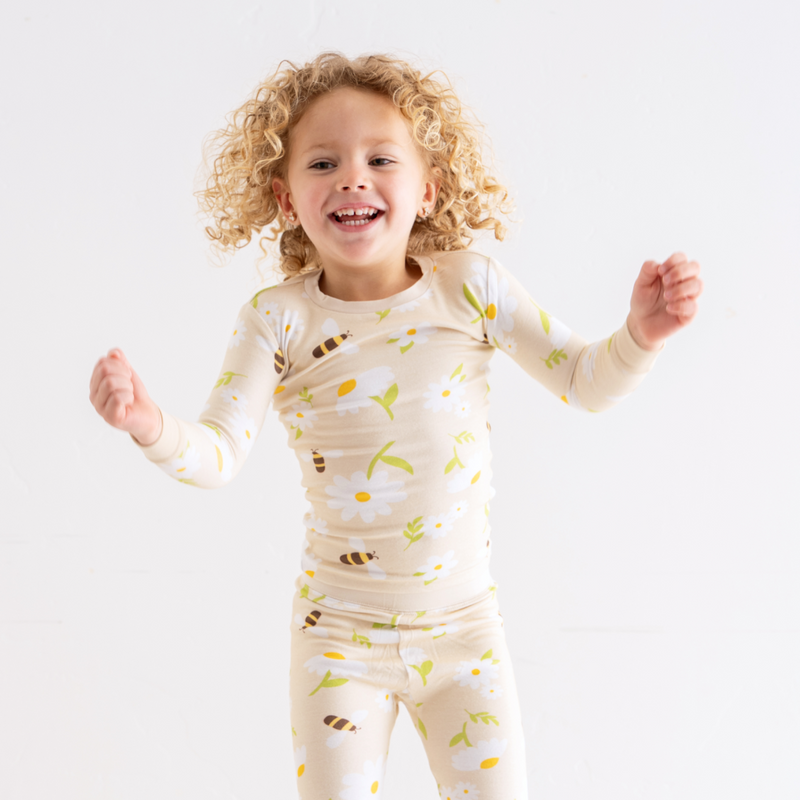 Baby Bamboo Pajamas w/ DreamCuffs® - Honey Bees