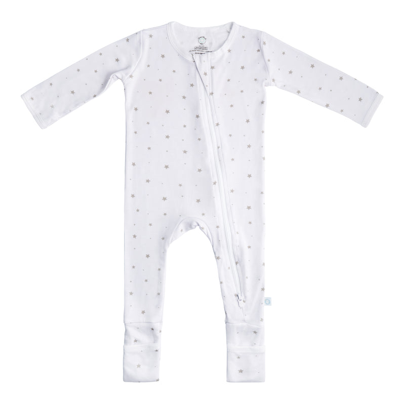 Baby Bamboo Pajamas w/ DreamCuffs™ (Grey Stars & Rainbow)